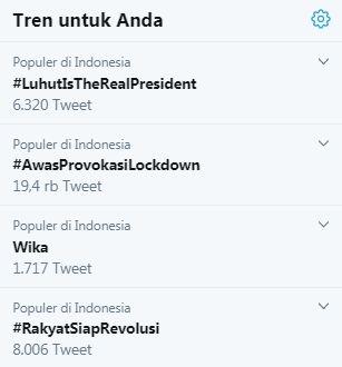 Tagar #LuhutIsTheRealPresident jadi trending topic (Twitter)