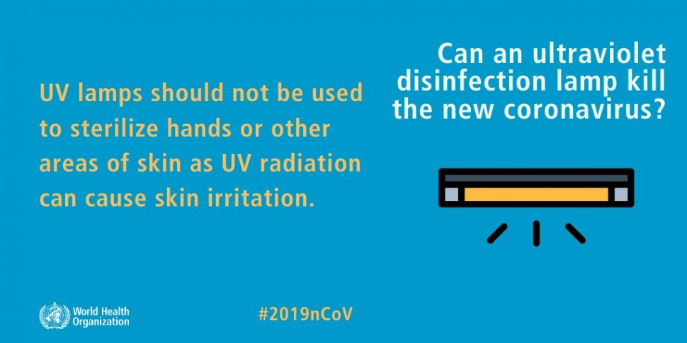 WHO menyebut sinar ultraviolet tidak bisa membunuh virus Corona Covid-19. (Dok. WHO)