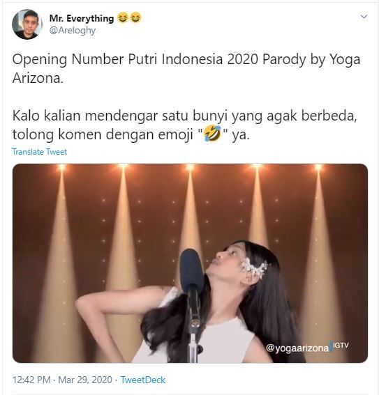 Parodi Opening Number Puteri Indonesia 2020 (twitter.com/Areloghy)