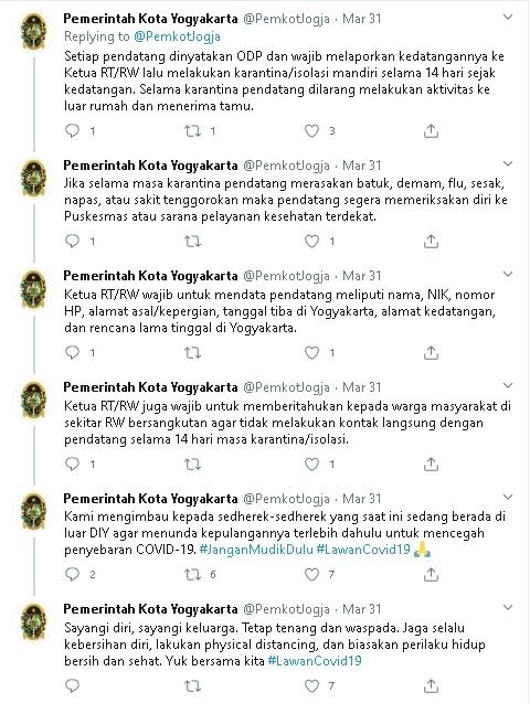 Alur pemantauan pemudik dan pendatang di Jogja selama wabah corona - (Twitter/@PemkotJogja)