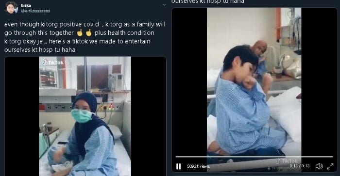 Satu keluarga terinfeksi virus corona main TikTok di RS. (Twitter/@errikaaaaaaaa)