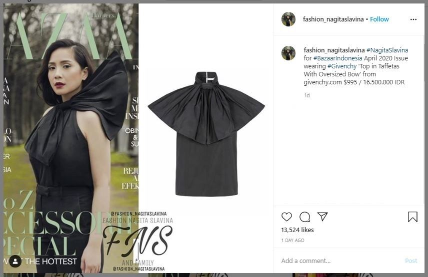 Harga Outfit Nagita Slavina di Majalah Bazaar (instagram.com/fashion_nagitaslavina)