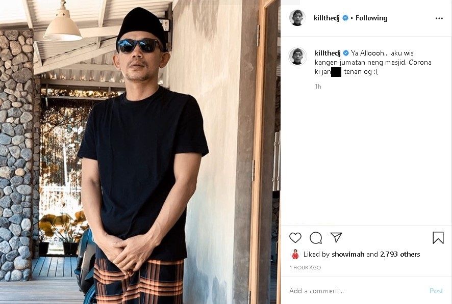 Kill The DJ rindu salat Jumat berjemaah di masjid - (Instagram/@killthedj)