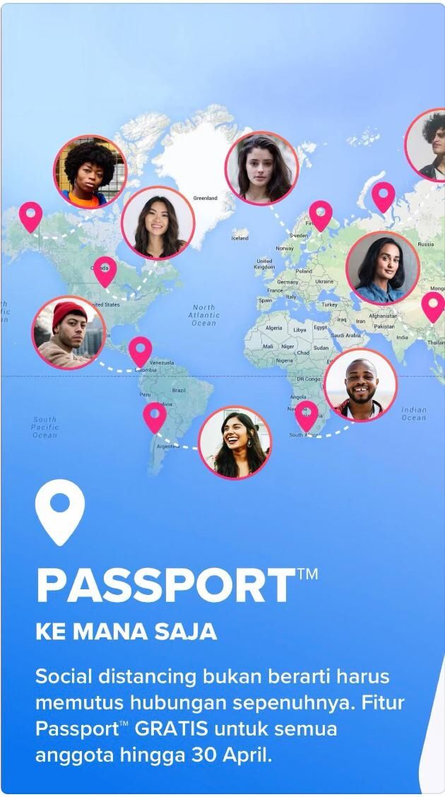 Fitur Passport di Tinder. (Tinder)