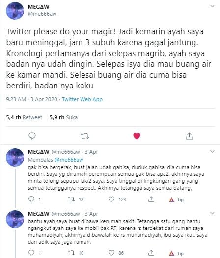 Cuitan Warganet yang Ayahnya Dituduh PDP Corona (Twitter).