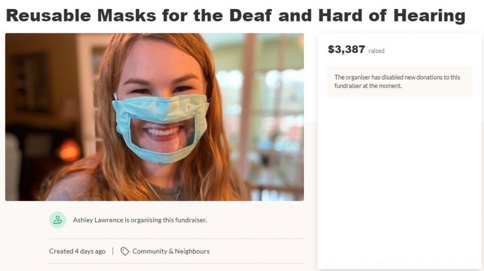 Masker Khusus Tuna Rungu (gofundme.com/Ashley Lawrence)