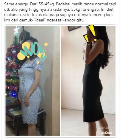 Foto transformasi saat diet. (Twitter/@ohmybeautybank)