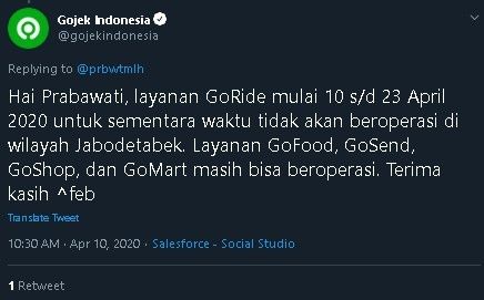 Hari pertama PSBB Jakarta. (Twitter)