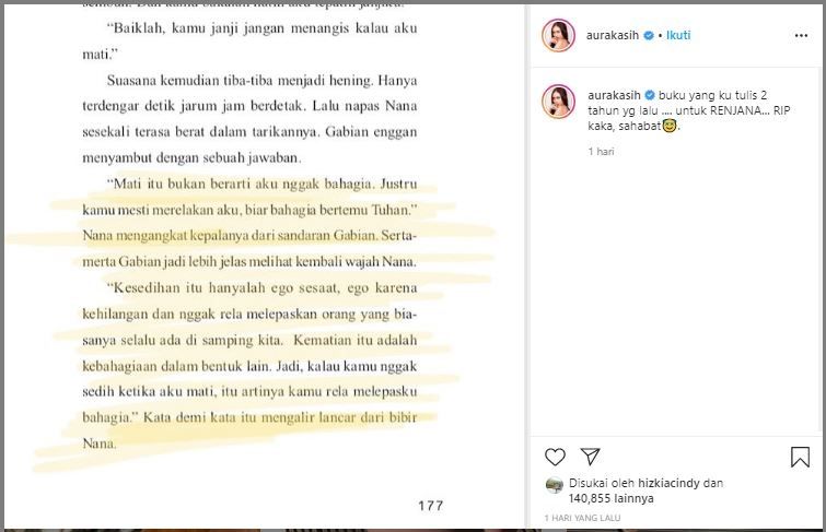 Unggahan Aura Kasih. (Instagram/@aurakasih)