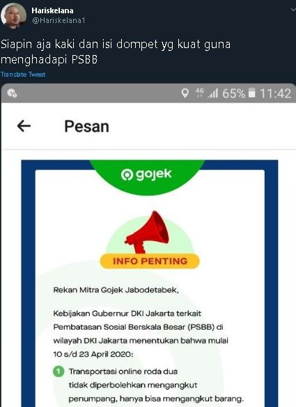 Hari pertama PSBB Jakarta. (Twitter)