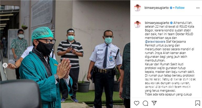 Unggahan Bima Arya di akun instagram pribadinya. | Sumber Foto:Istimewa