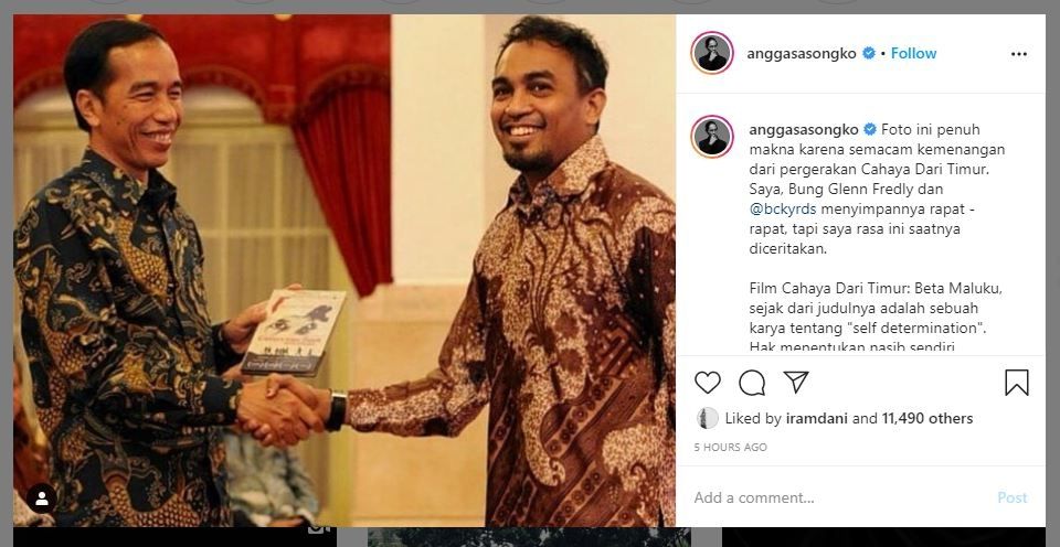 Unggahan Angga Dwimas Sasongko mengenang Glenn Fredly.[Instagram]