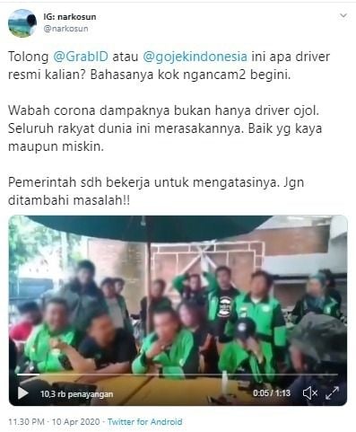 Video driver ojol marah (Twitter).