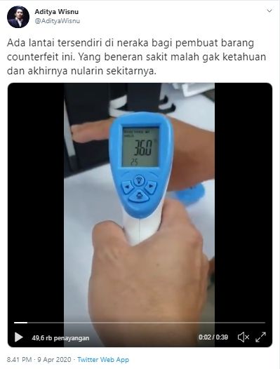 Beredar thermometer gun palsu (Twitter).