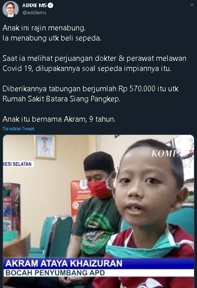 Adhie MS bagikan kebaikan Ataya. (Twitter/@adhiems)