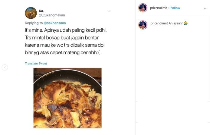 Kompilasi Pie Susu Teflon Berakhir Ambyar. (instagram.com/pricenolimit)