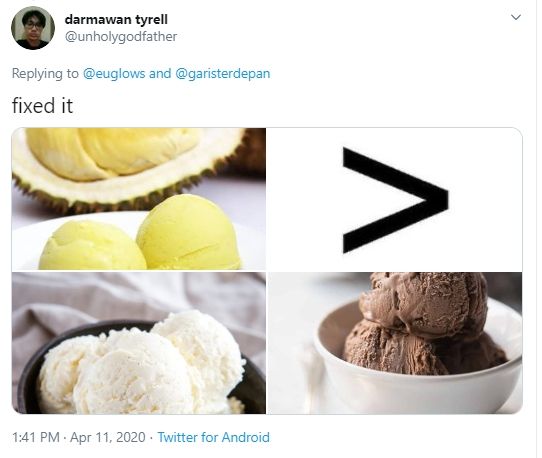 Perbedatan Rasa Es Krim Paling Enak. (twitter.com/unholygodfather)