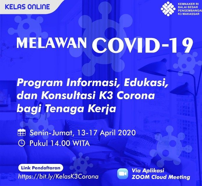 Pelatihan kelas online K3 Corona di Sulawesi Selatan. (Dok : Kemnaker)