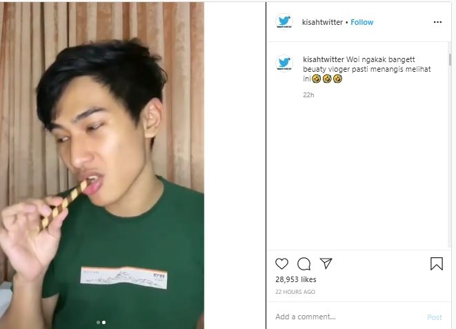 Pria Ini Bikin Video Skincare, Netizen Kaget Pas Lihat Pensil Alisnya. (Instagram/@kisahtwitter)