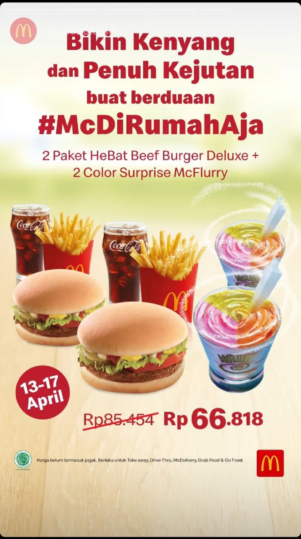 Promo Mc Donalds selama di rumah aja (Dok. Mcdonalds)