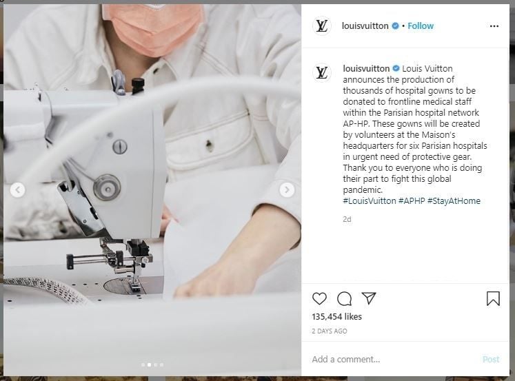 Louis Vuitton Produksi APD (instagram.com/louisvuitton)