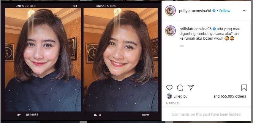 Prilly Latuconsina Selama Karantina di Rumah (instagram.com/prillylatuconsina96)