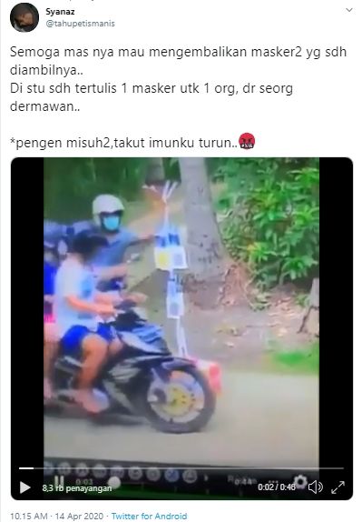 Komplotan pemuda terpergok maling masker (Twitter).