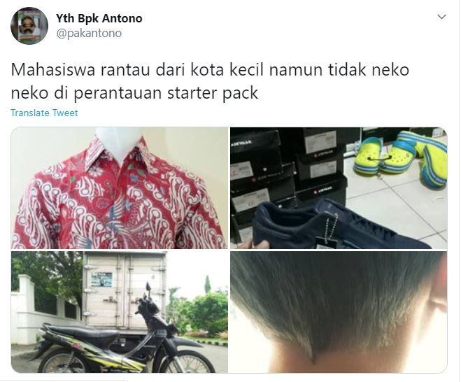 Starter Pack Mahasiswa Rantau (twitter.com/pakantono)