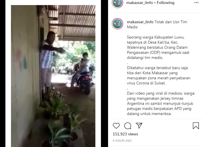 ODP menolak diperiksa malah ngamuk dan usir tenaga medis (Instagram/makassar_iinfo)