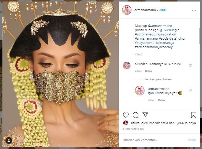 Masker pengantin.  (Instagram/@armanarmano)