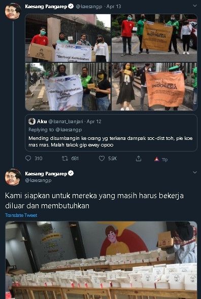 Kaesang disindir warganet tak berdonasi saat corona. (Twitter/@kaesangp)