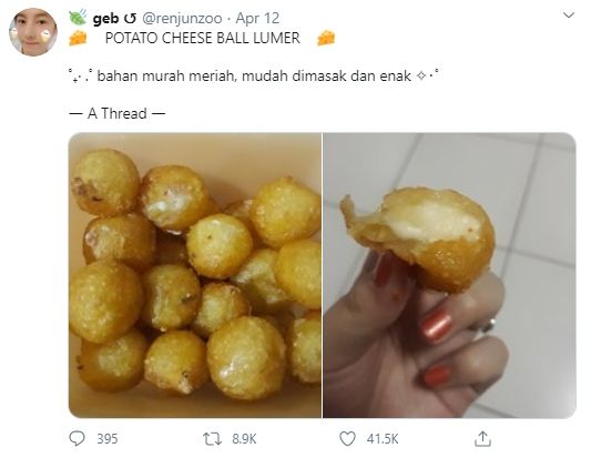 Resep Kreasi Potato Cheese Ball Lumer. (twitter.com/renjunzoo)