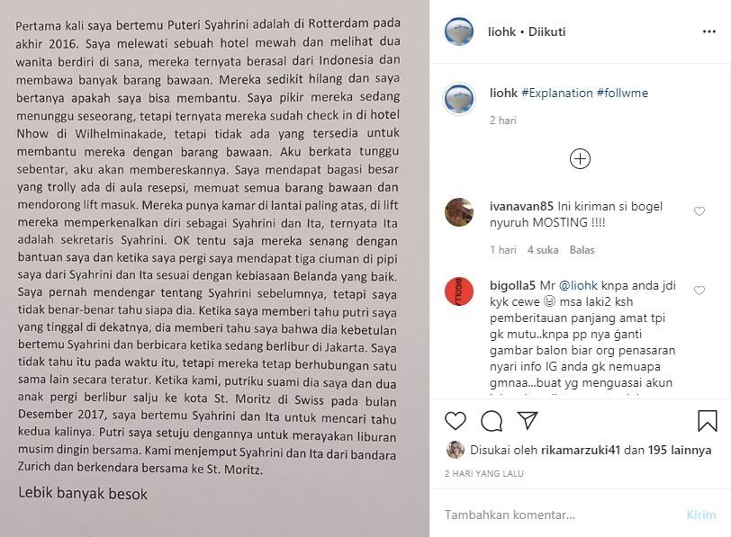 Unggahan ayah angkat Syahrini yang bule [Instagram]