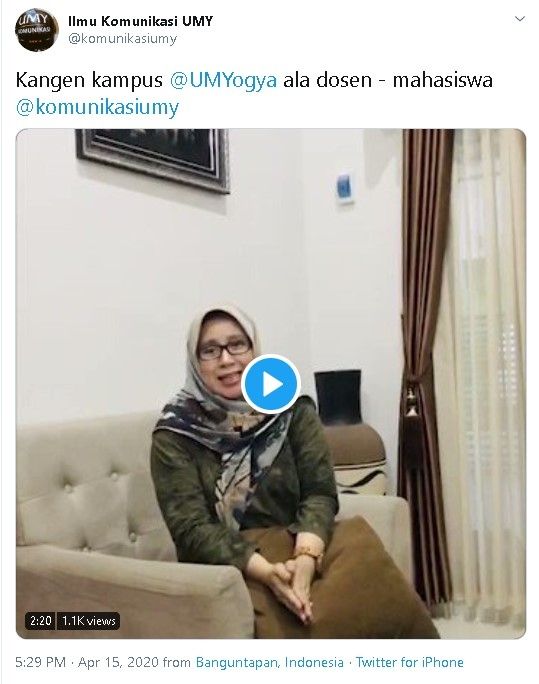 Kerinduan dosen dan mahasiswa UMY pada kampus selama pandemi corona - (Twitter/@komunikasiumy)