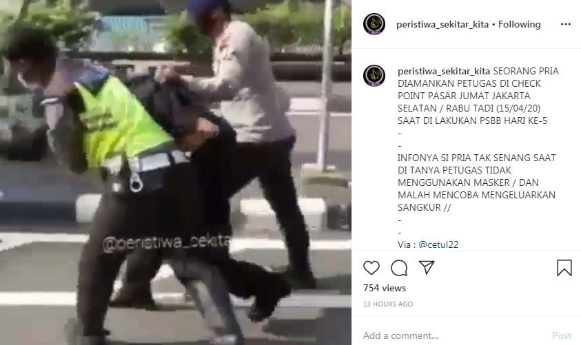 Tak senang ditegur tak pakai masker, pria ini keluarkan sajam (Instagram/peristiwa_sekitar_kita)