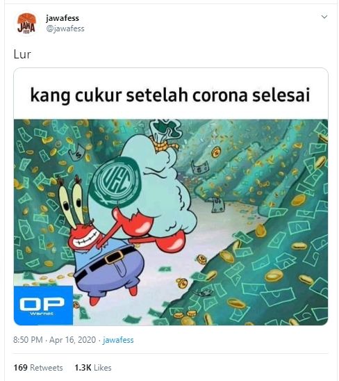 Prediksi nasib tukang cukur setelah pandemi corona. (Twitter/@jawafess)