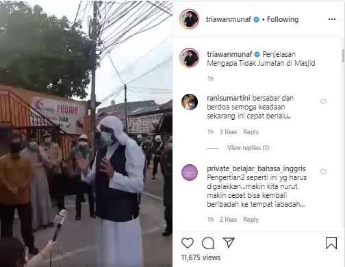 Video penjelasan salat Jumat yang dibagikan Triawan Munaf (Instagram).