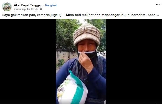 Ibu pemulung menangis tak bisa makan dua hari (Facebook).