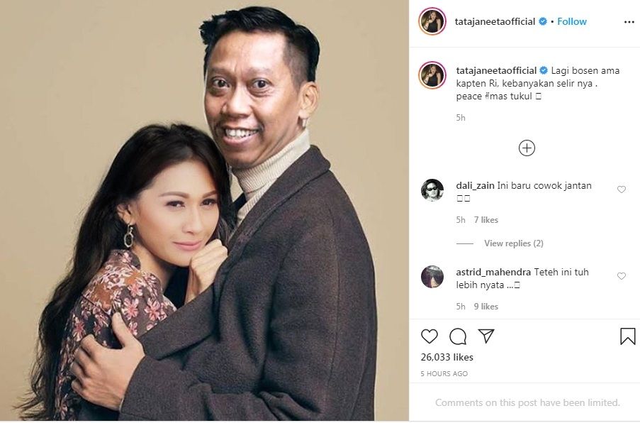 Foto rekayasa digital Tata Janeeta dan Tukul Arwana [Instagram/tatajaneetaofficial] 