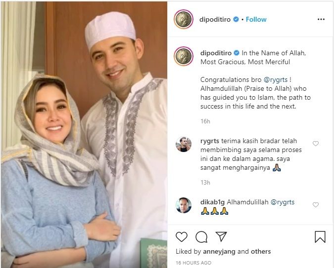 Dipo jadi saksi mualaf. (dok: Instagram/dipoditiro)