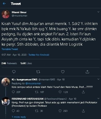 Cuitan Musni Umar dibanjiri kritik warganet. (Twitter/@musniumar)