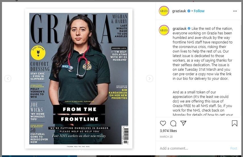 Tenaga Medis Jadi Model Cover Grazia (instagram.com/graziauk)