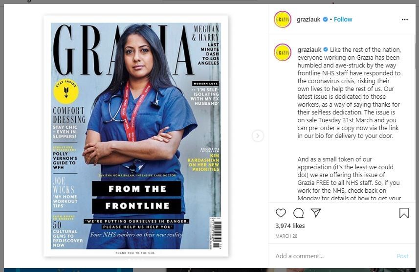 Tenaga Medis Jadi Model Cover Grazia (instagram.com/graziauk)