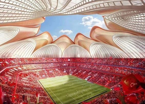 Desain stadion baru Guangzhou Evegrande, mirip bunga teratai. (Instagram/guangzhouevergrande_fc)