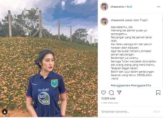 Rania Salsabila, putri cantik pelatih Persela Lamongan, Nilmaizar. (Instagram/@chaaarania).
