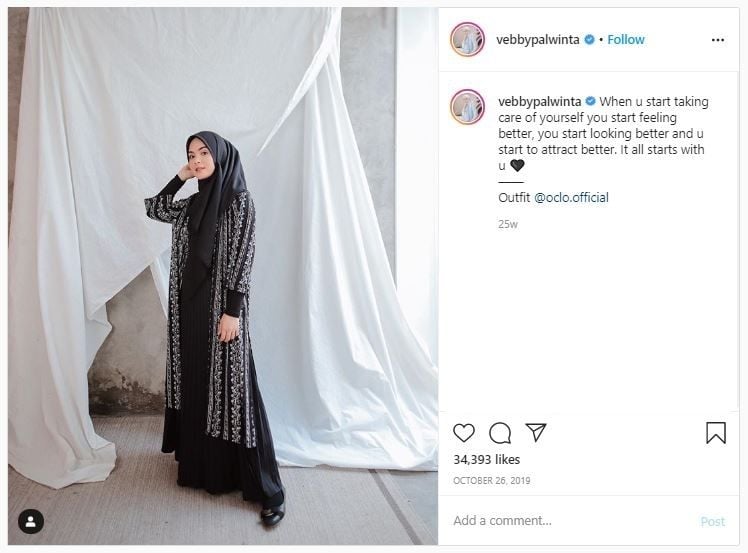 OOTD Hijab Vebby Palwinta (instagram.com/vebbypalwinta)