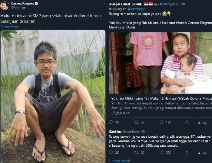 Unggahan Kaesang dibanjiri komentar warganet. (Twitter/@kaesangp)