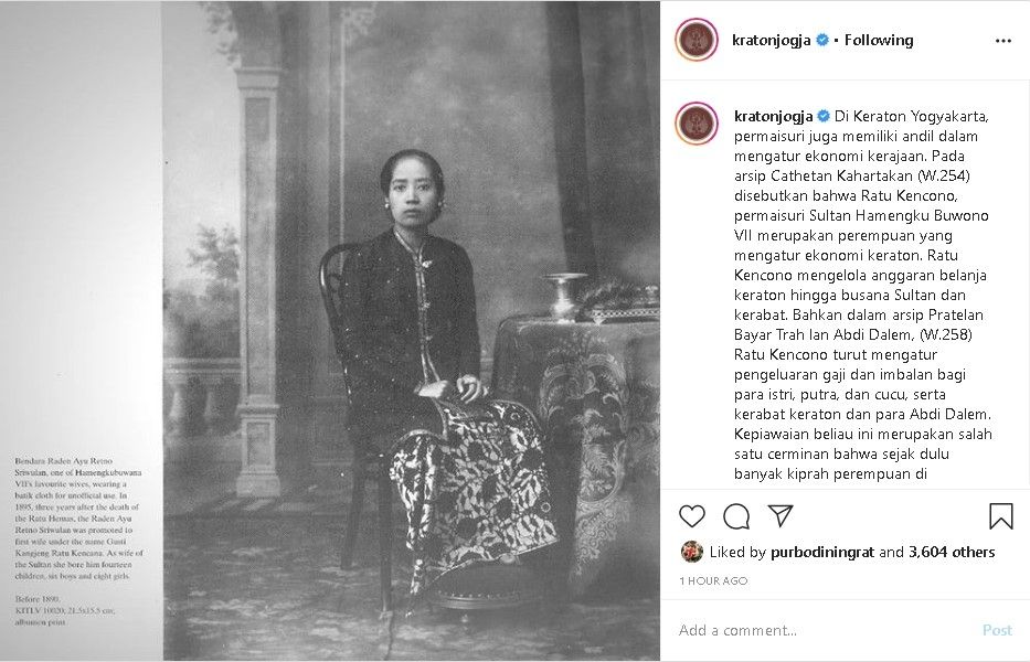 GKR Kencono, permaisuri Sri Sultan HB VII - (Instagram/@kratonjogja)