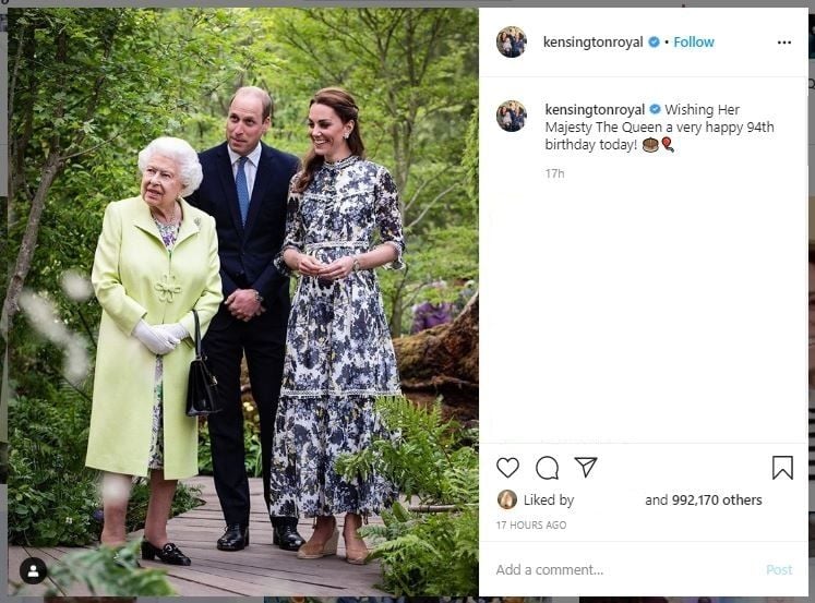 Ulang tahun Ratu Elizabeth (instagram.com/kensingtonroyal)