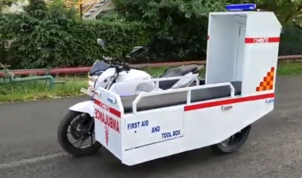 Motor ambulans Hero Xtreme 200R. (Youtube/Shantonil Nag)
